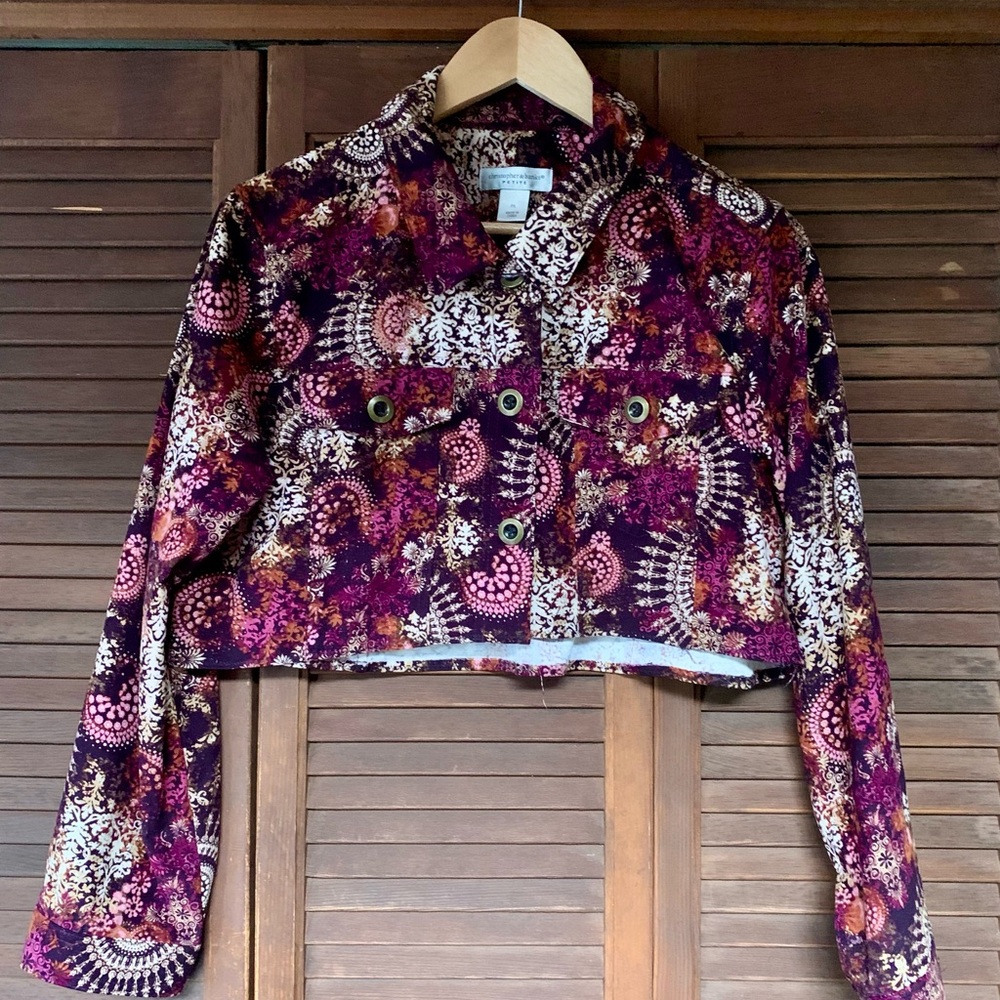 Retro Crop Long Sleeve Button Up